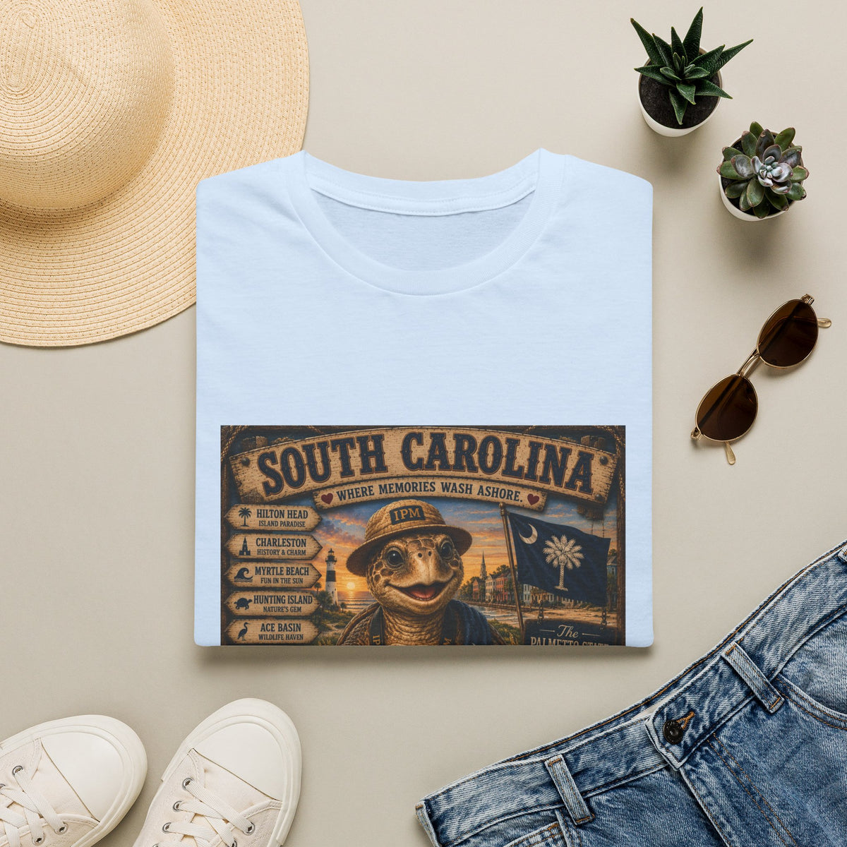 South Carolina Turtle Vintage Graphic T-Shirt — "Where Memories Wash Ashore"