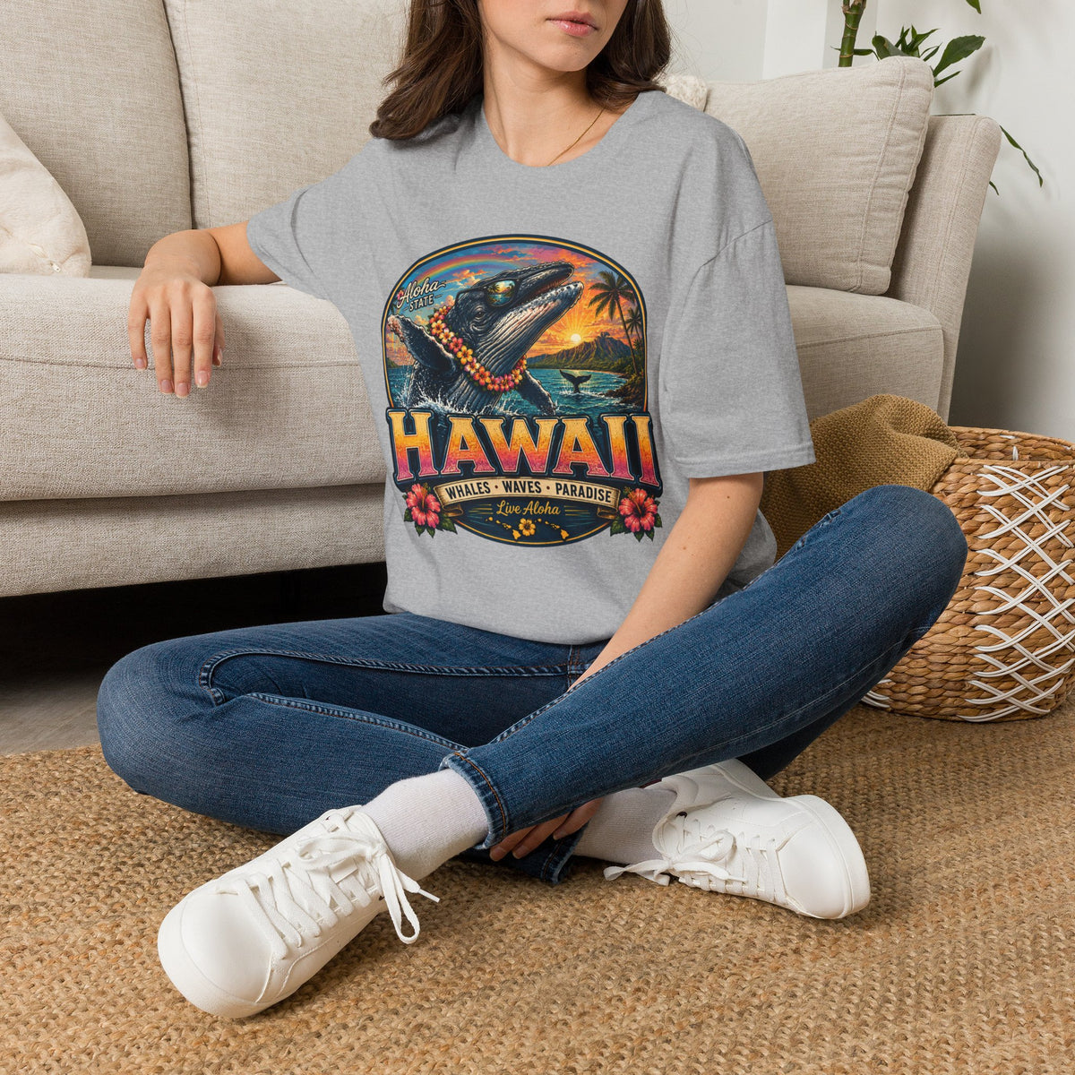 Hawaii Whale Sunset T-Shirt — Aloha Tropical Island Graphic Tee