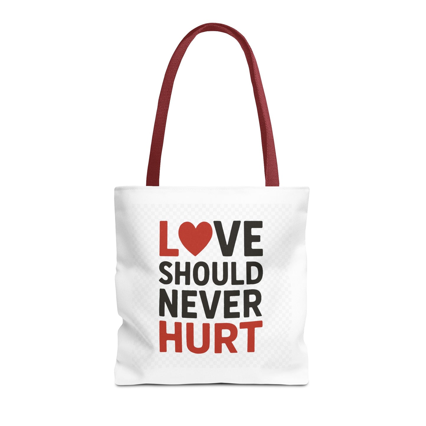 Love Should Never Hurt Tote Bag – Inspirational Gift for Awareness Events, Eco-Friendly Reusable Shopping Bag, Positive Affirmation Bag