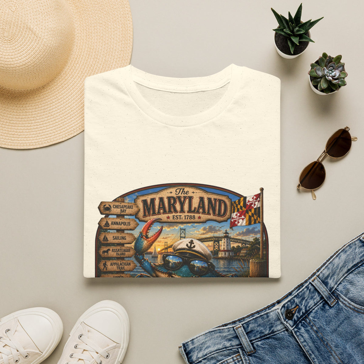 Maryland Vintage Crab T-Shirt – Chesapeake Bay Coastal Travel Tee
