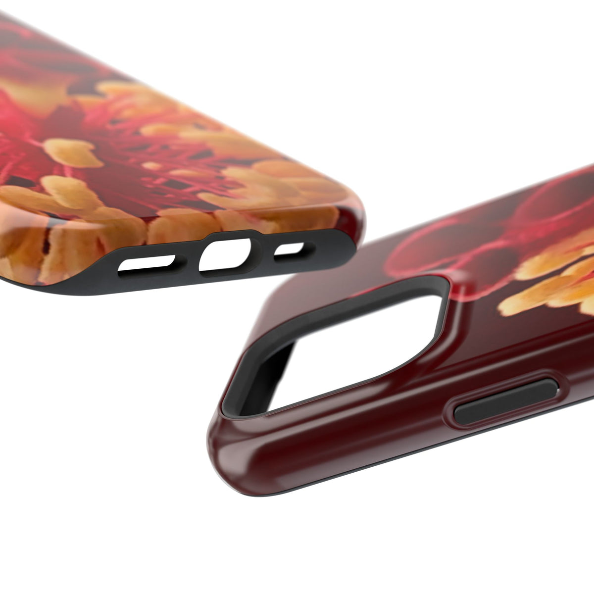 Floral Macro Phone Case — Red & Yellow Pollen Design (Magnetic Impact-Resistant)