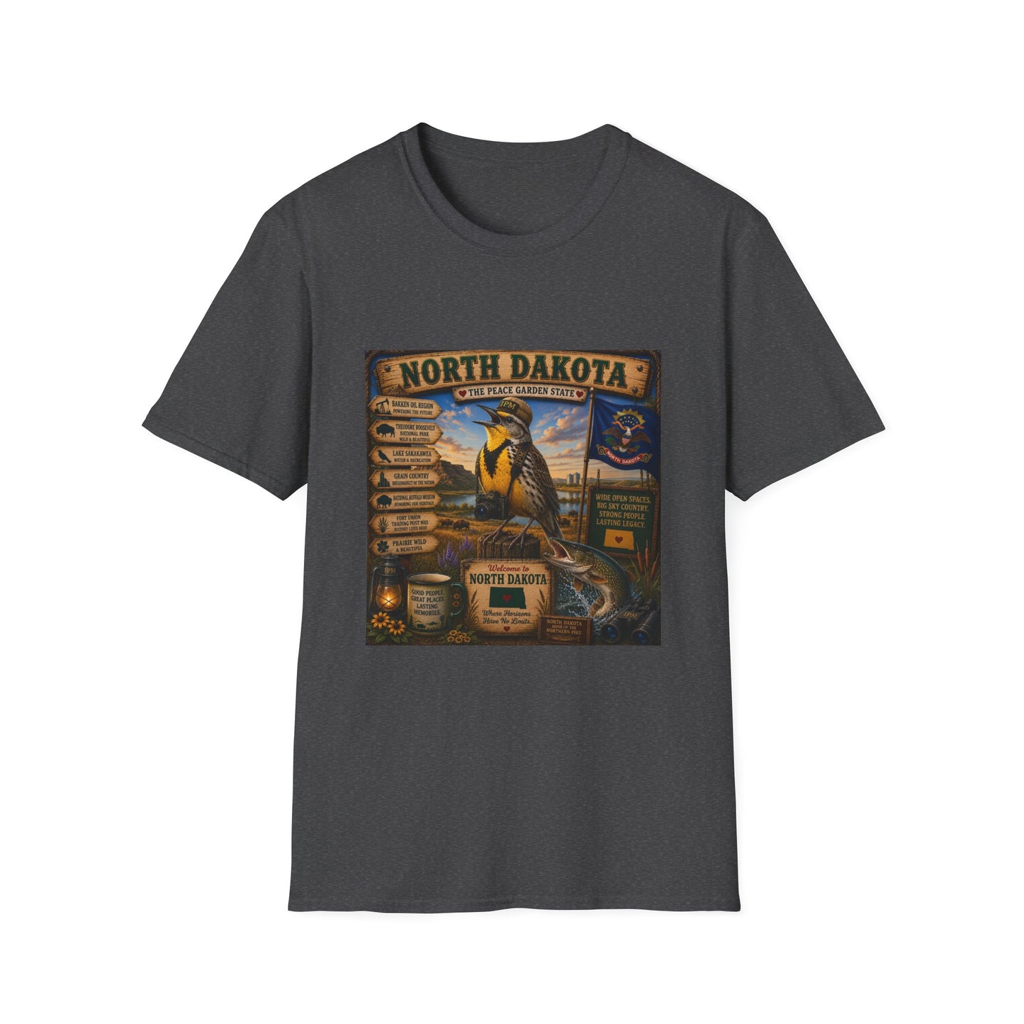 North Dakota State Pride T‑Shirt — "North Dakota: The Peace Garden State" Vintage Travel Design