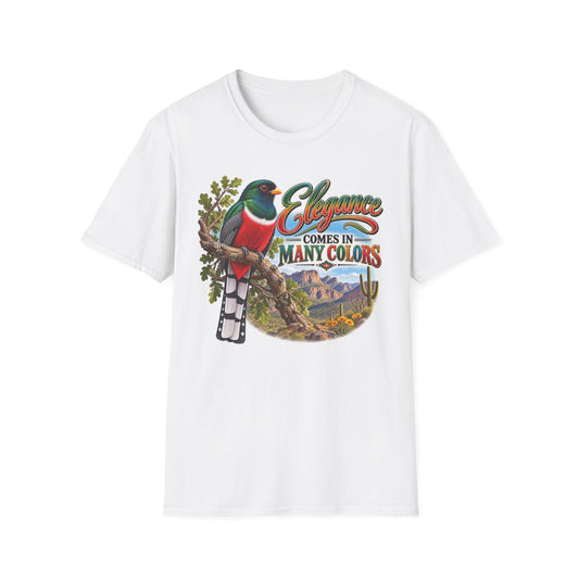 T-Shirt — 'Elegance Comes in Many Colors' Tropical Bird Vintage Graphic
