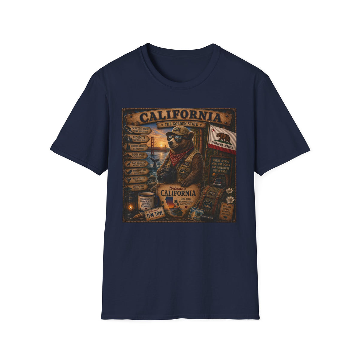 California Golden State Vintage Bear Graphic T-Shirt