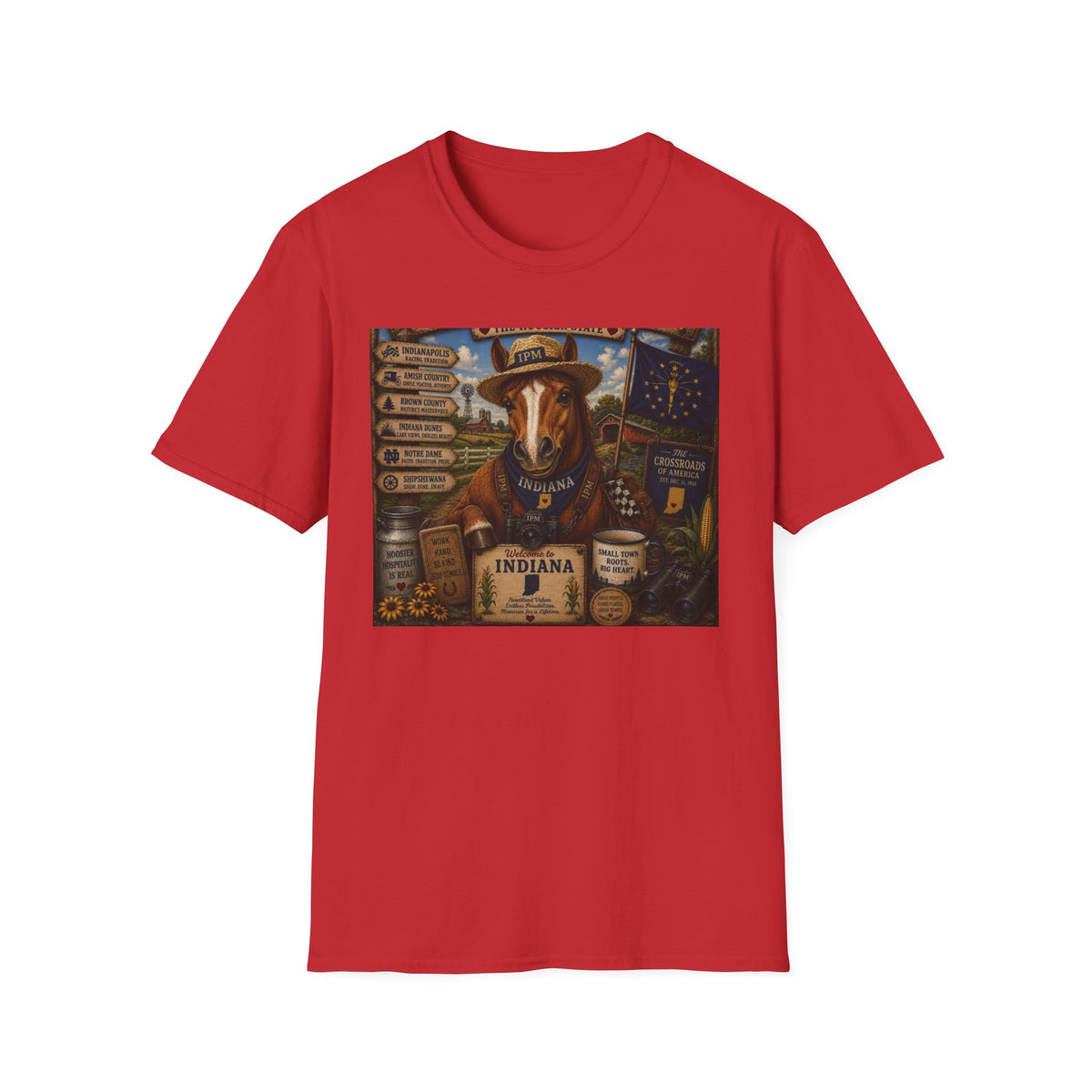 Indiana Scout Dog T-Shirt — Vintage State Travel Poster Design