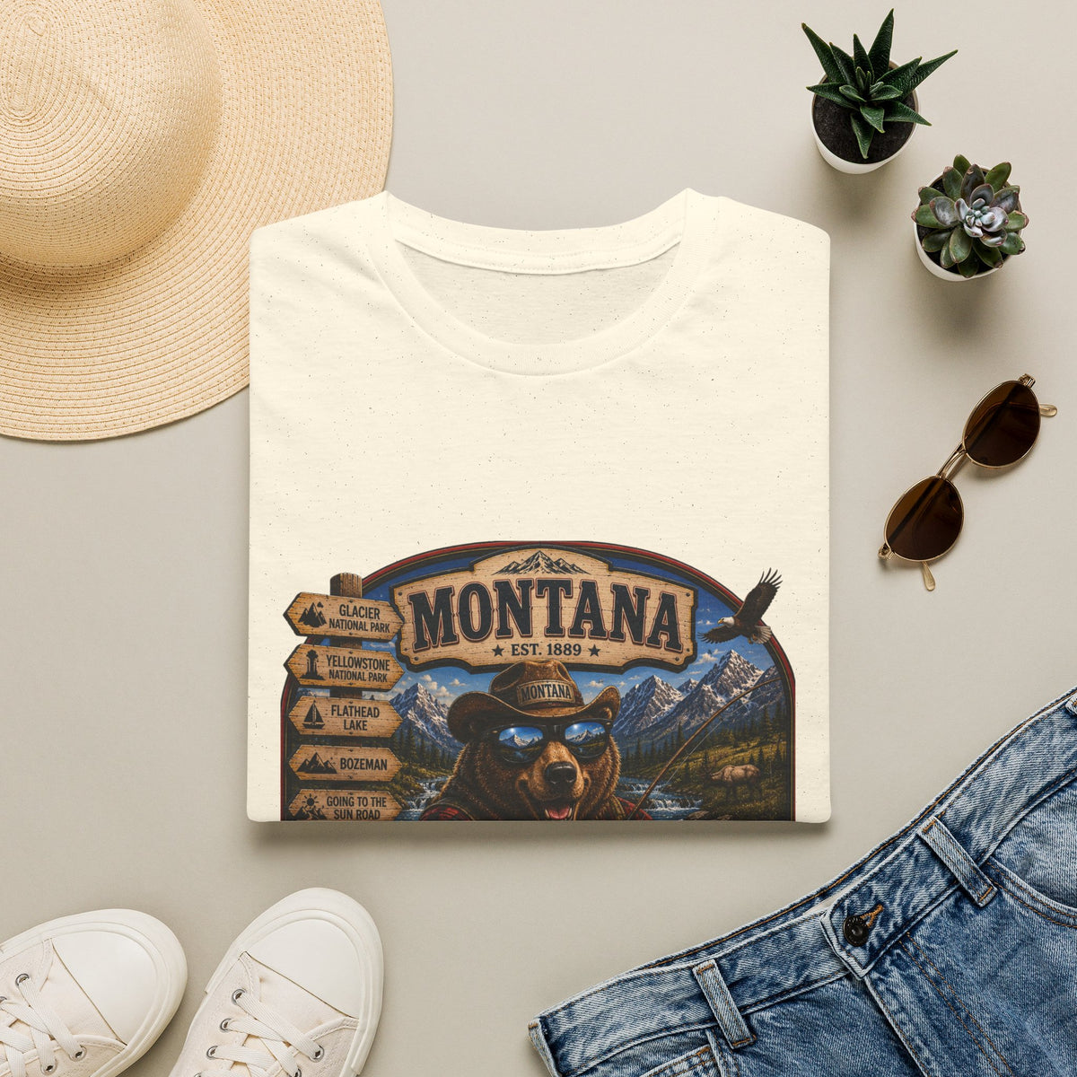 Montana Bear Graphic T-Shirt — Vintage Outdoor Scenic Tee