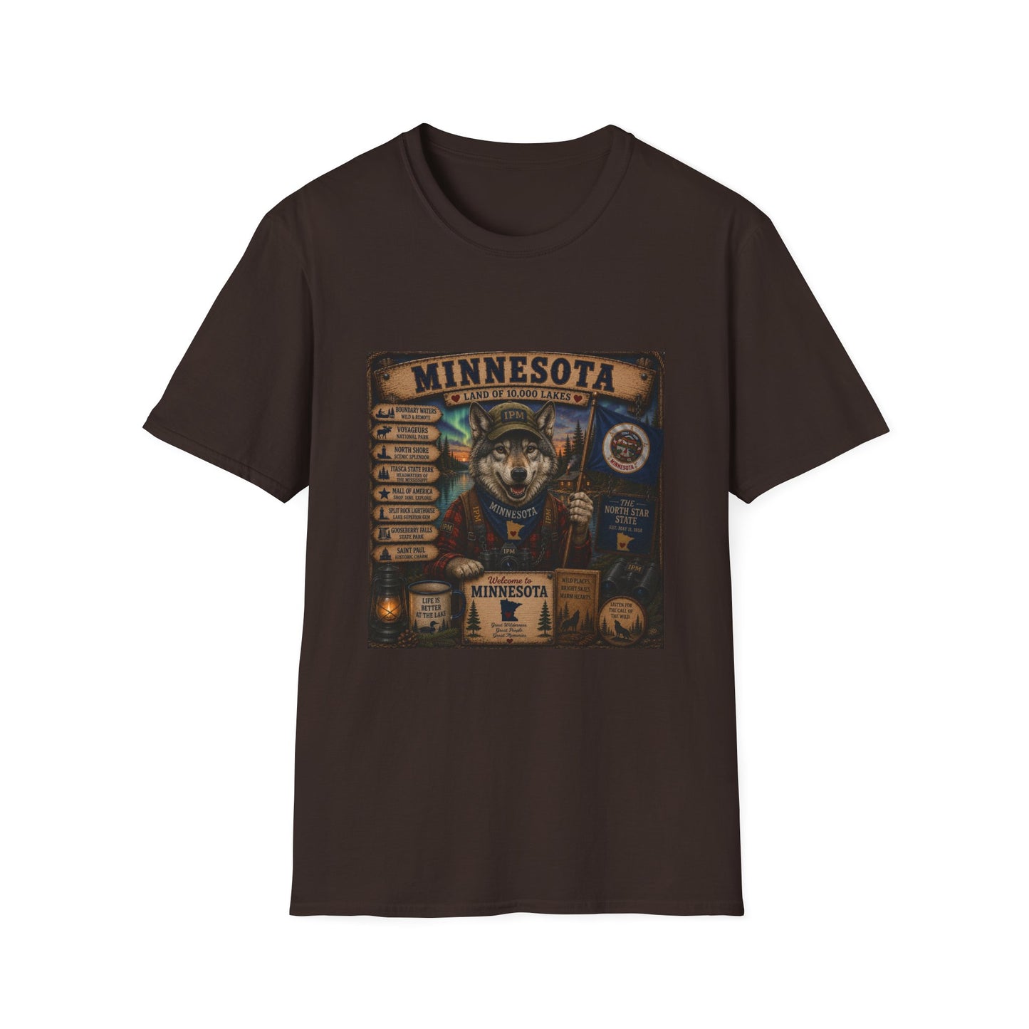 Minnesota Wolf Vintage Graphic T-Shirt – Land of 10,000 Lakes Travel Tee