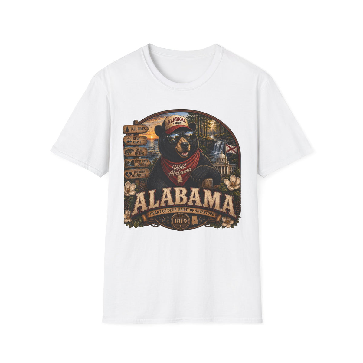 Alabama Bear Graphic T-Shirt — Vintage State Pride Tee