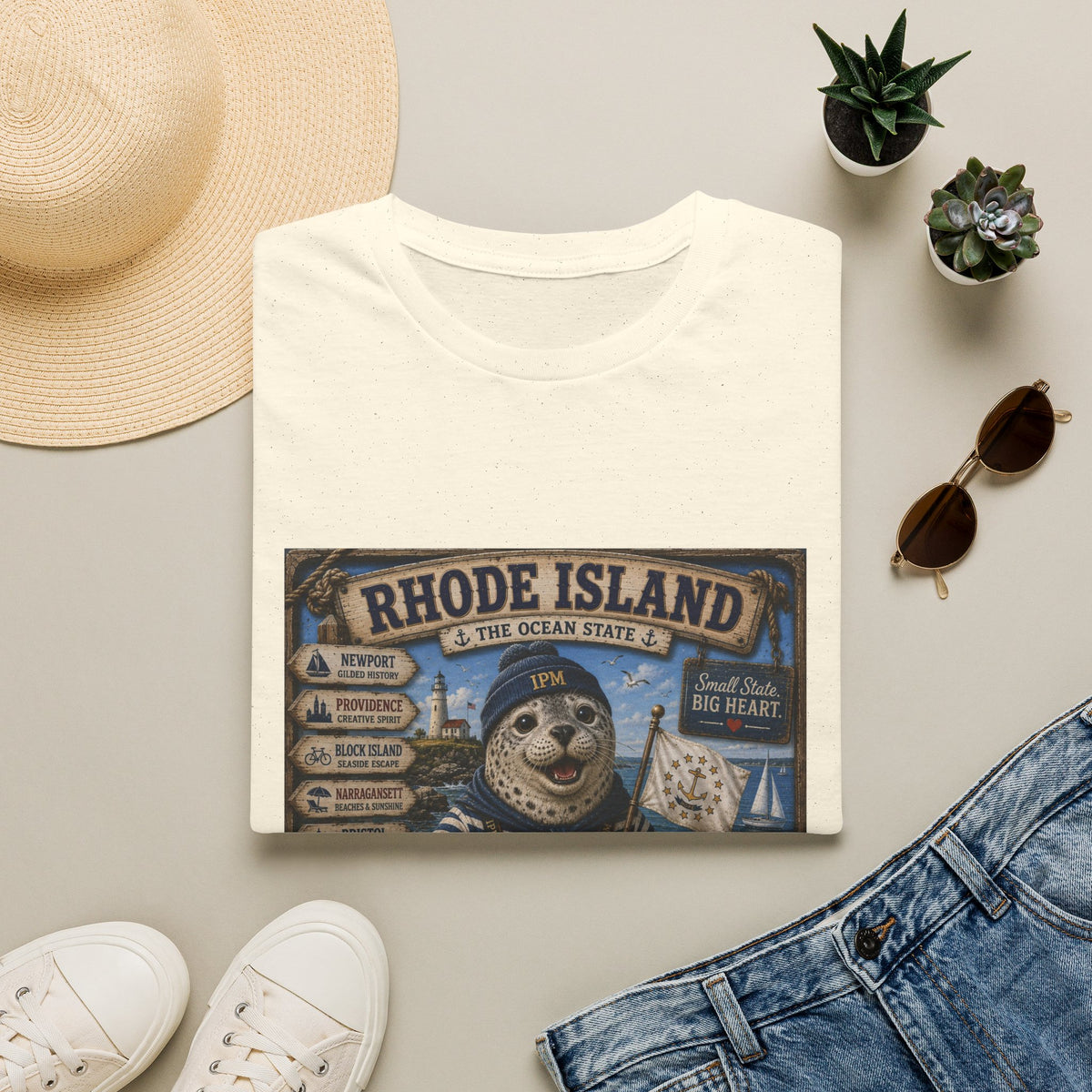 Rhode Island Sealife T-Shirt — 'The Ocean State' Vintage Seal Design