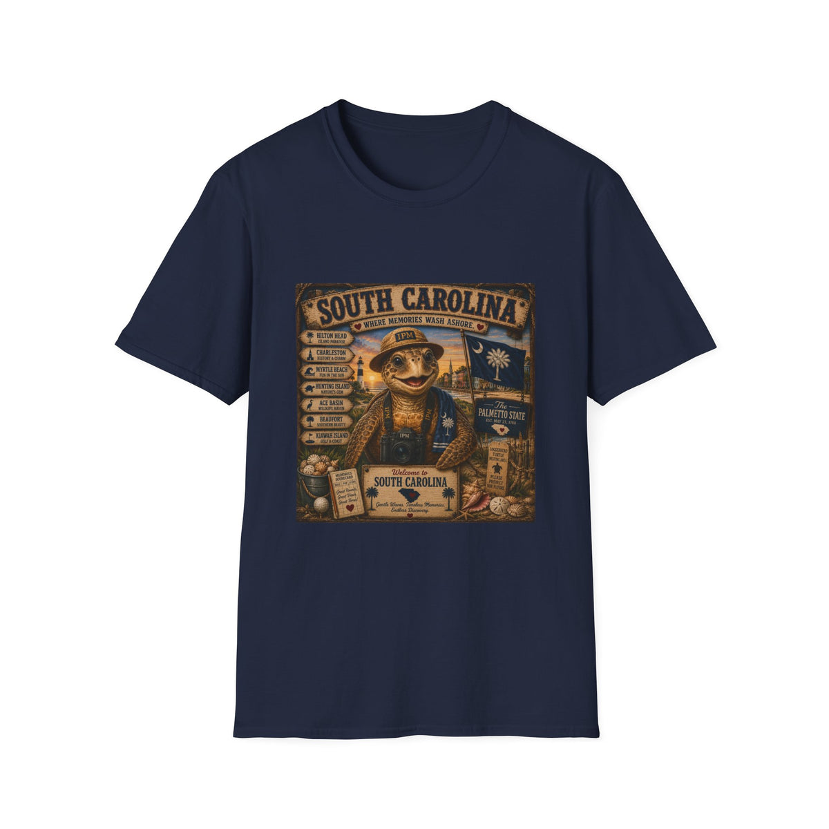 South Carolina Turtle Vintage Graphic T-Shirt — "Where Memories Wash Ashore"
