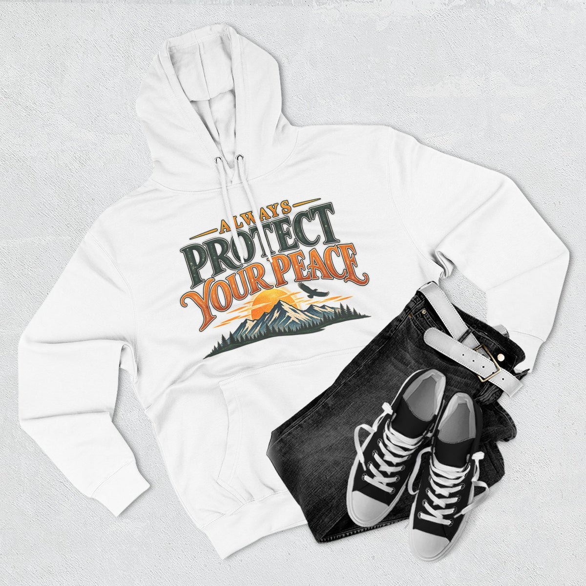 Hoodie - "Always Protect Your Peace" Mountain Graphic Fleece Hoodie