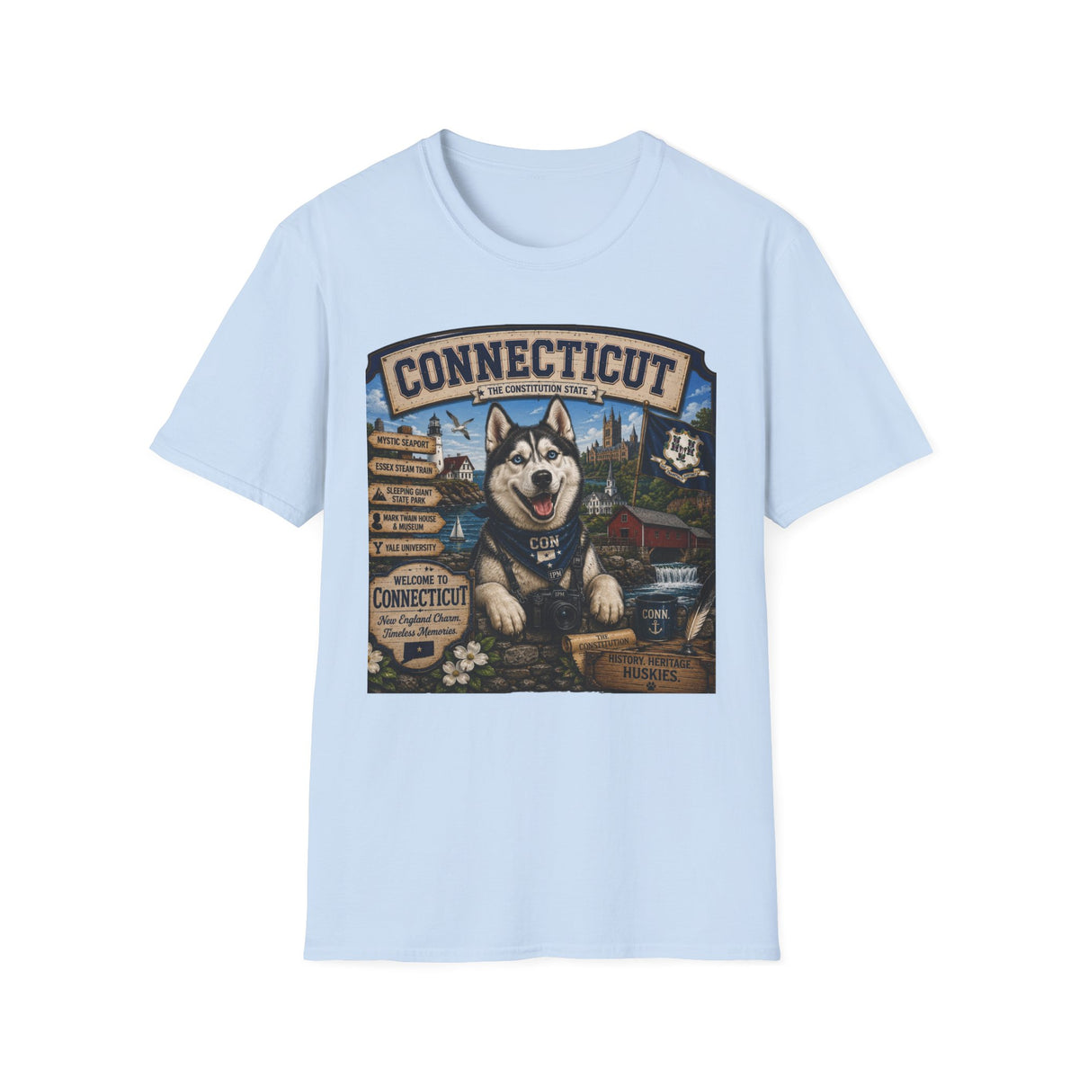 Connecticut Husky State T-Shirt — Vintage Connecticut Scenic Tee