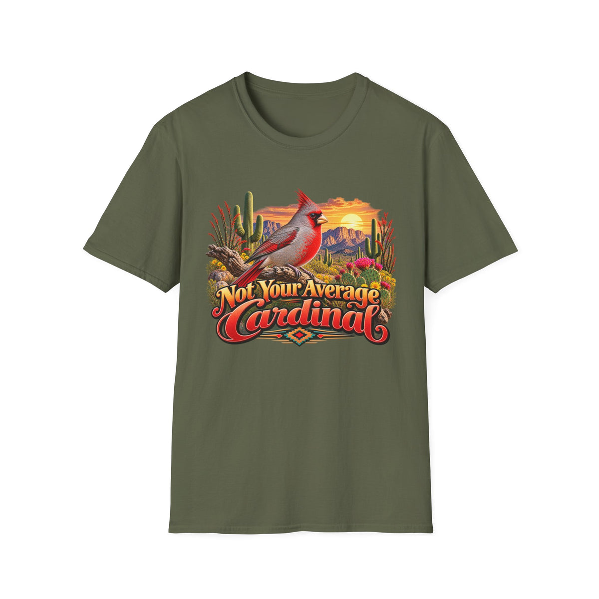 Cardinal Desert Sunset T-Shirt — "Not Your Average Cardinal" Graphic Tee