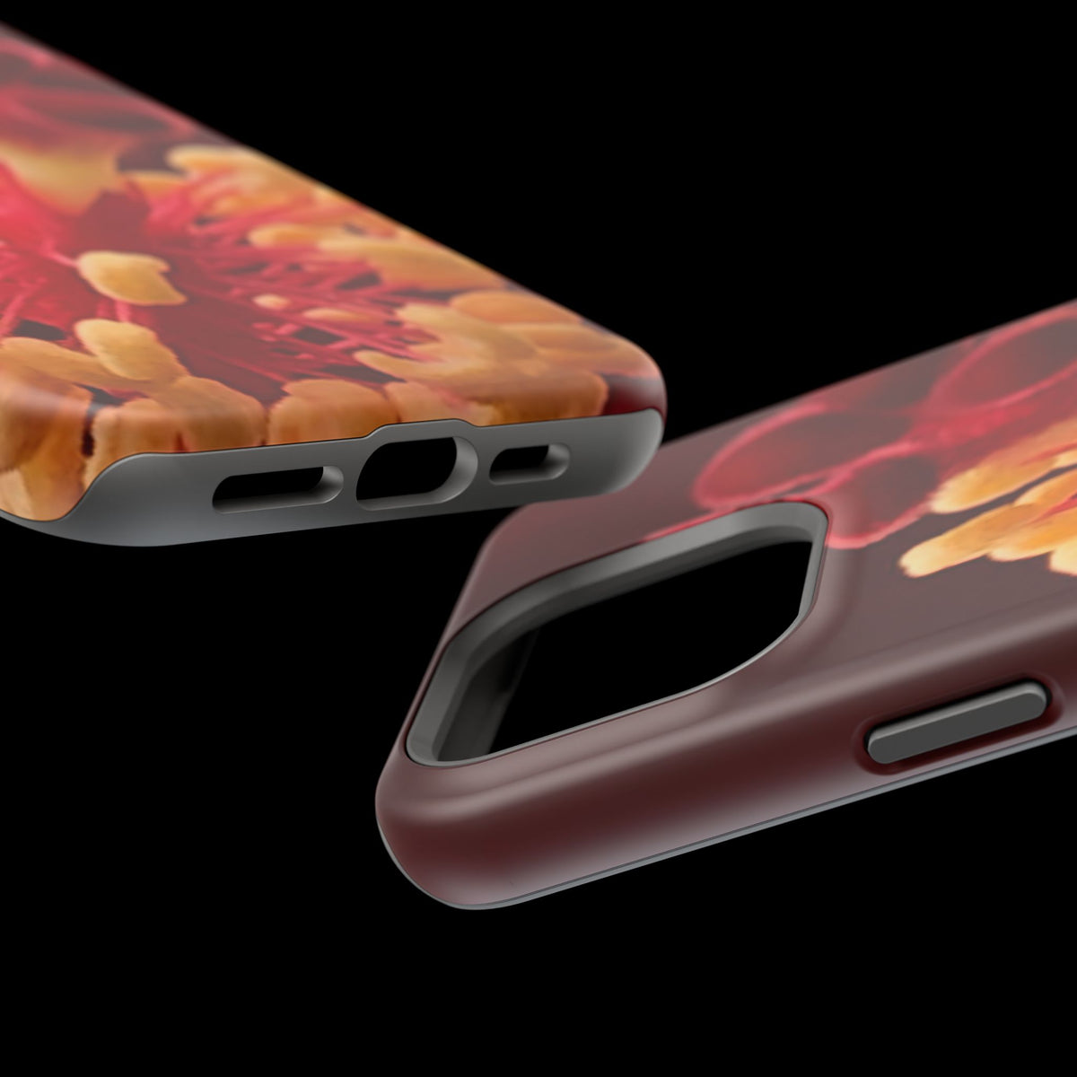 Floral Macro Phone Case — Red & Yellow Pollen Design (Magnetic Impact-Resistant)
