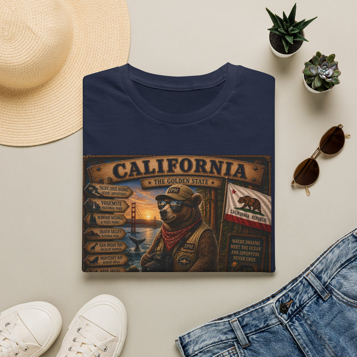 California Golden State Vintage Bear Graphic T-Shirt