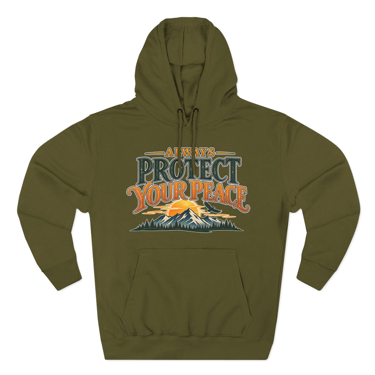 Hoodie - "Always Protect Your Peace" Mountain Graphic Fleece Hoodie