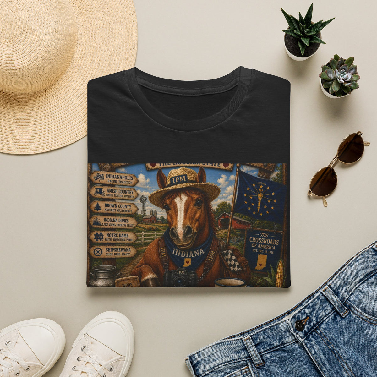 Indiana Scout Dog T-Shirt — Vintage State Travel Poster Design