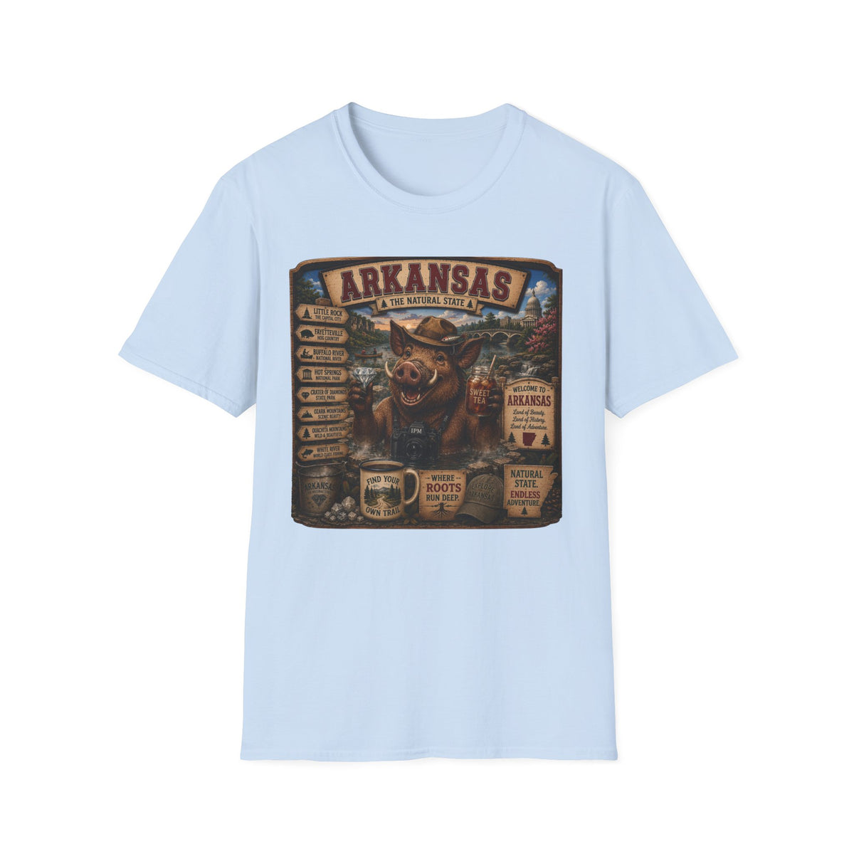Arkansas Vintage Boar T-Shirt — State Travel Sign Souvenir