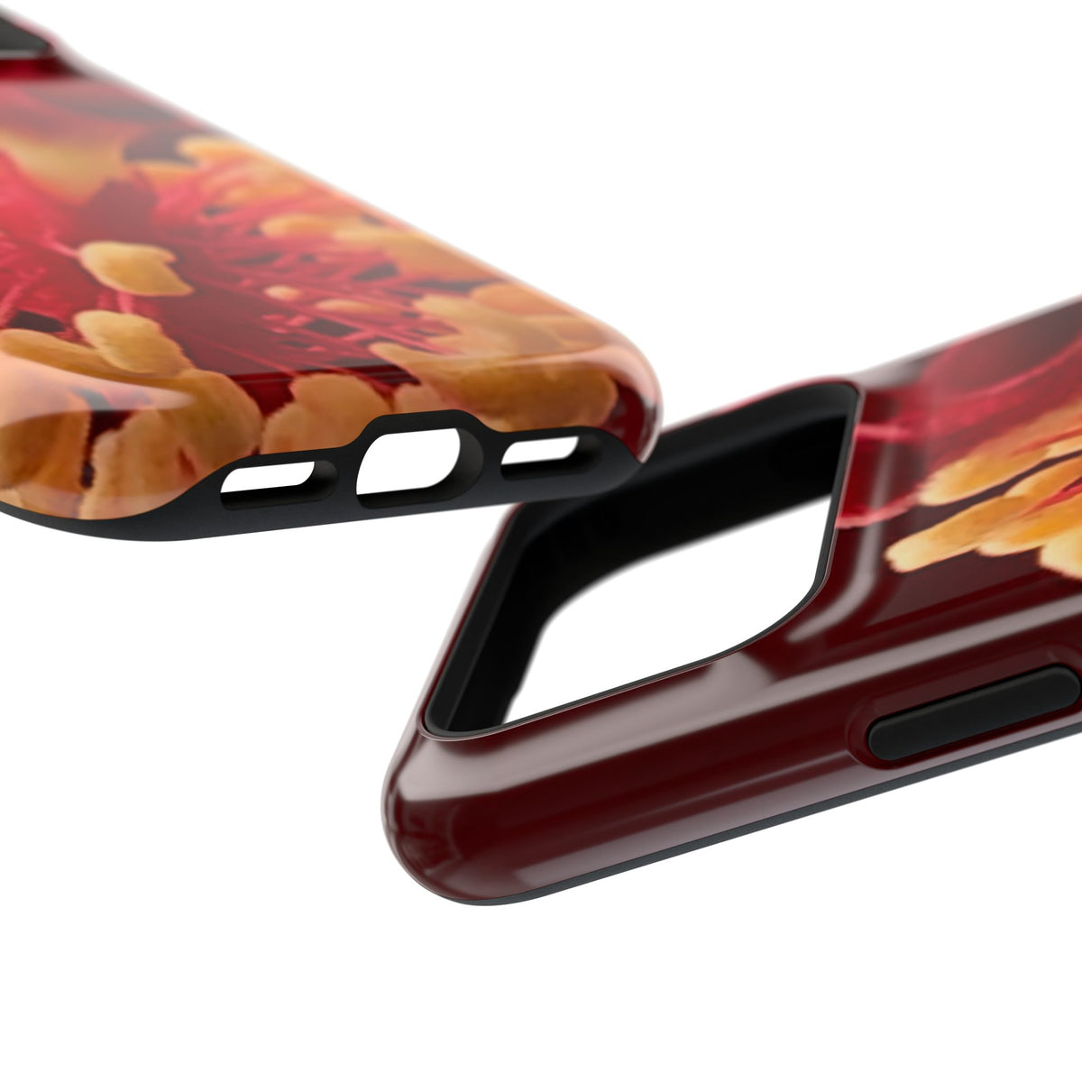 Floral Macro Phone Case — Red & Yellow Pollen Design (Magnetic Impact-Resistant)