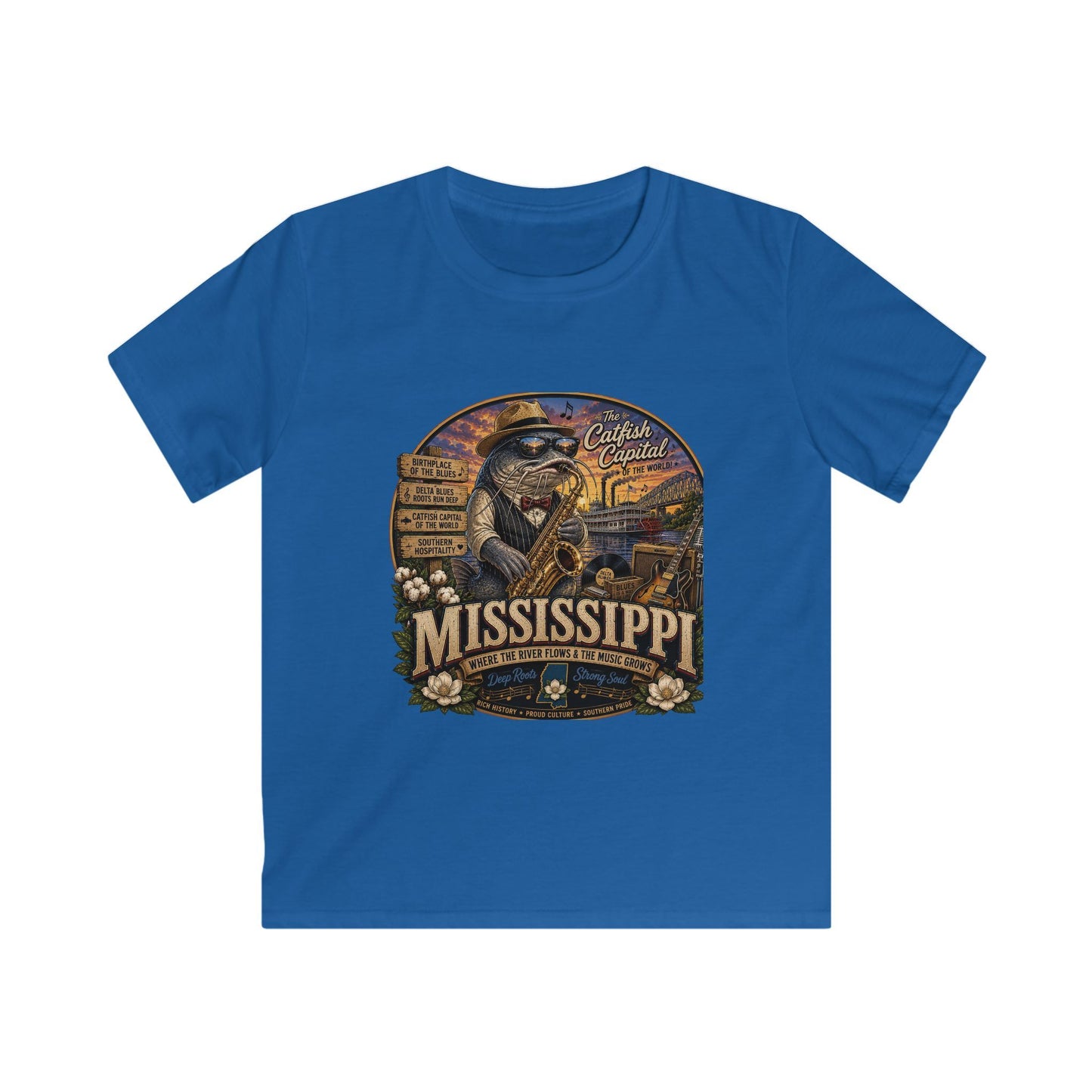 Kids Mississippi State Tee — Vintage Riverboat & Blues Design