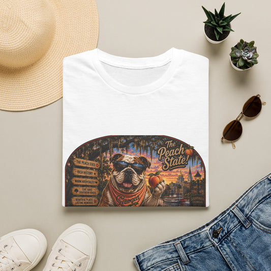 Georgia Peach State T-Shirt — Retro Pug Travel Poster Design
