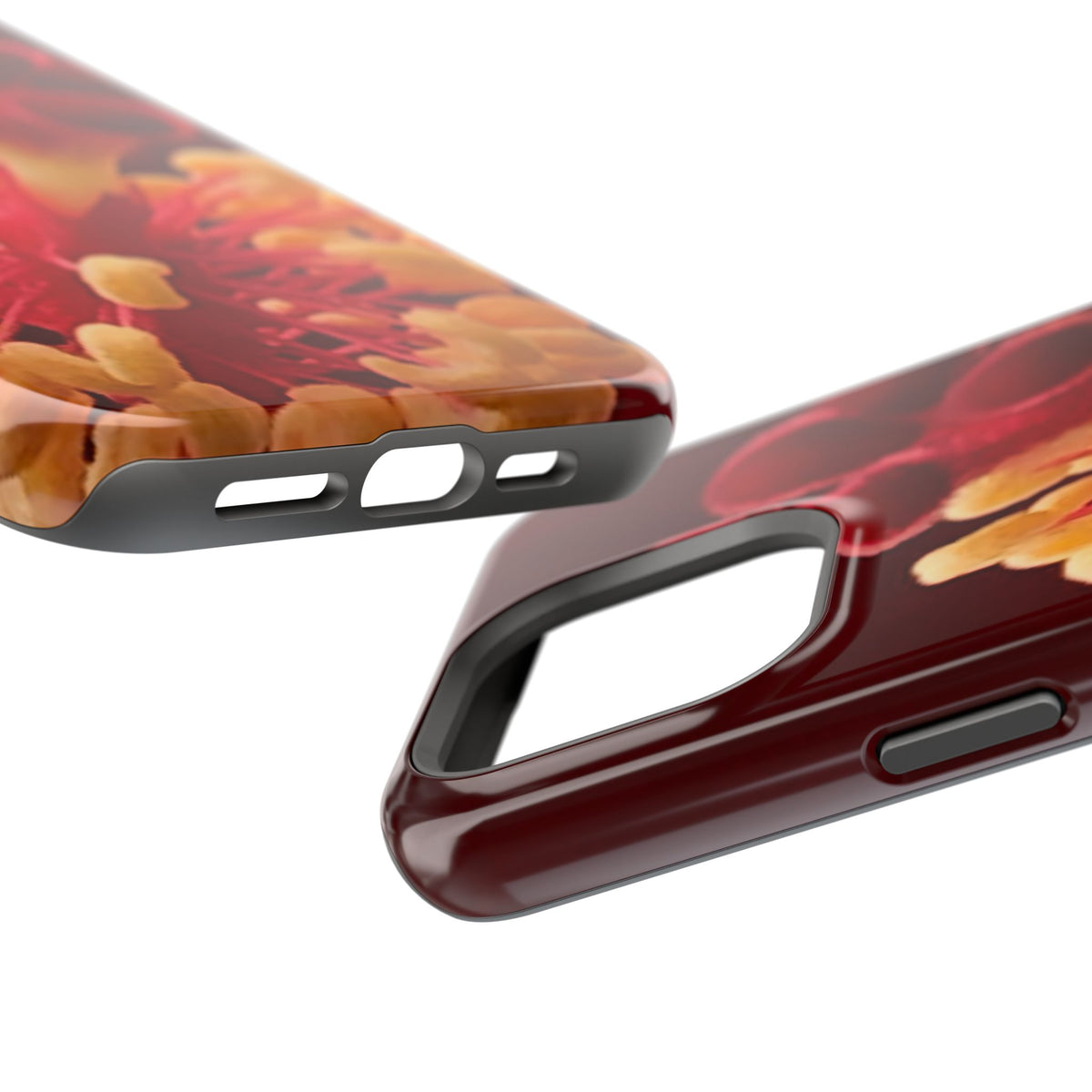 Floral Macro Phone Case — Red & Yellow Pollen Design (Magnetic Impact-Resistant)