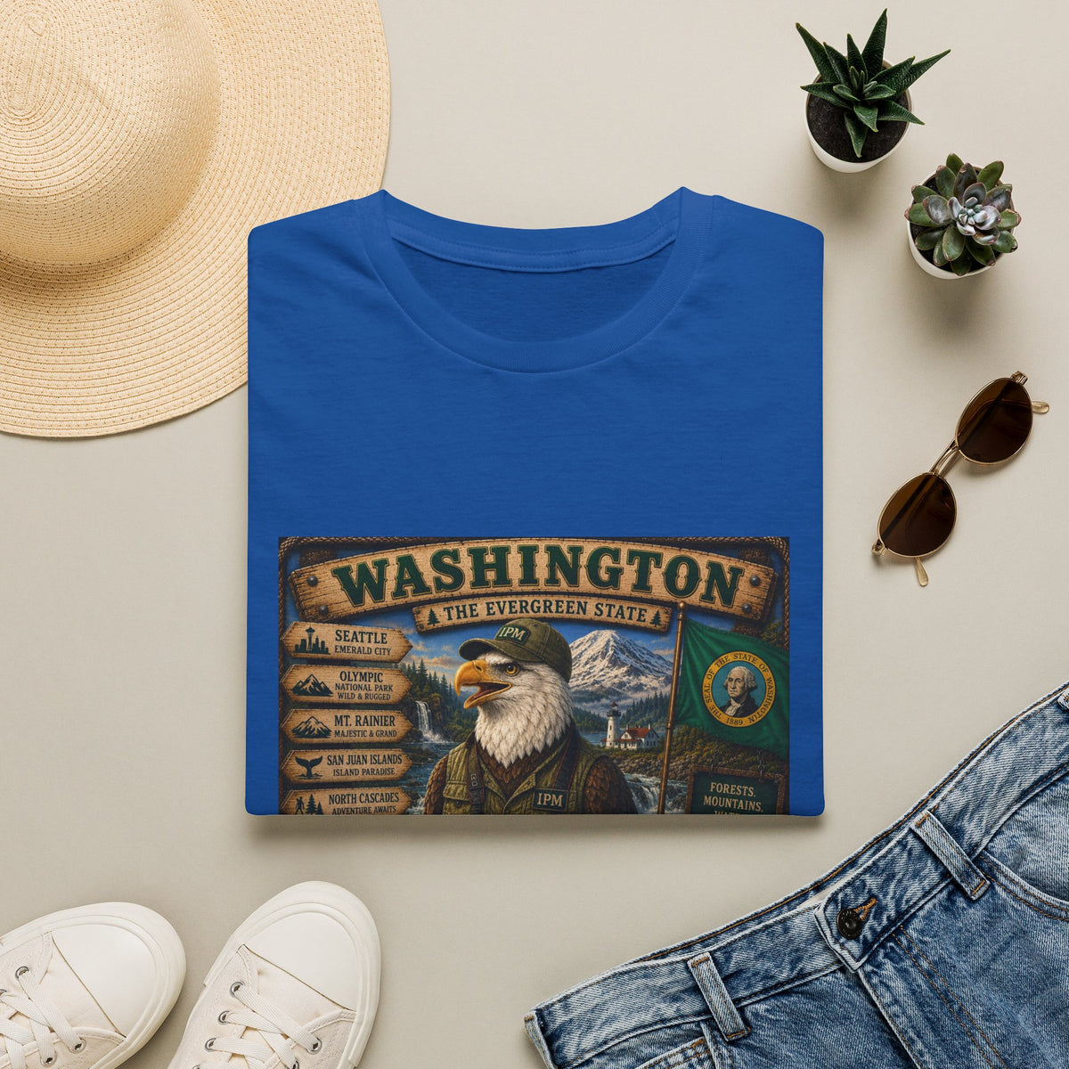 Washington State Eagle Vintage Graphic T-Shirt — The Evergreen State Souvenir