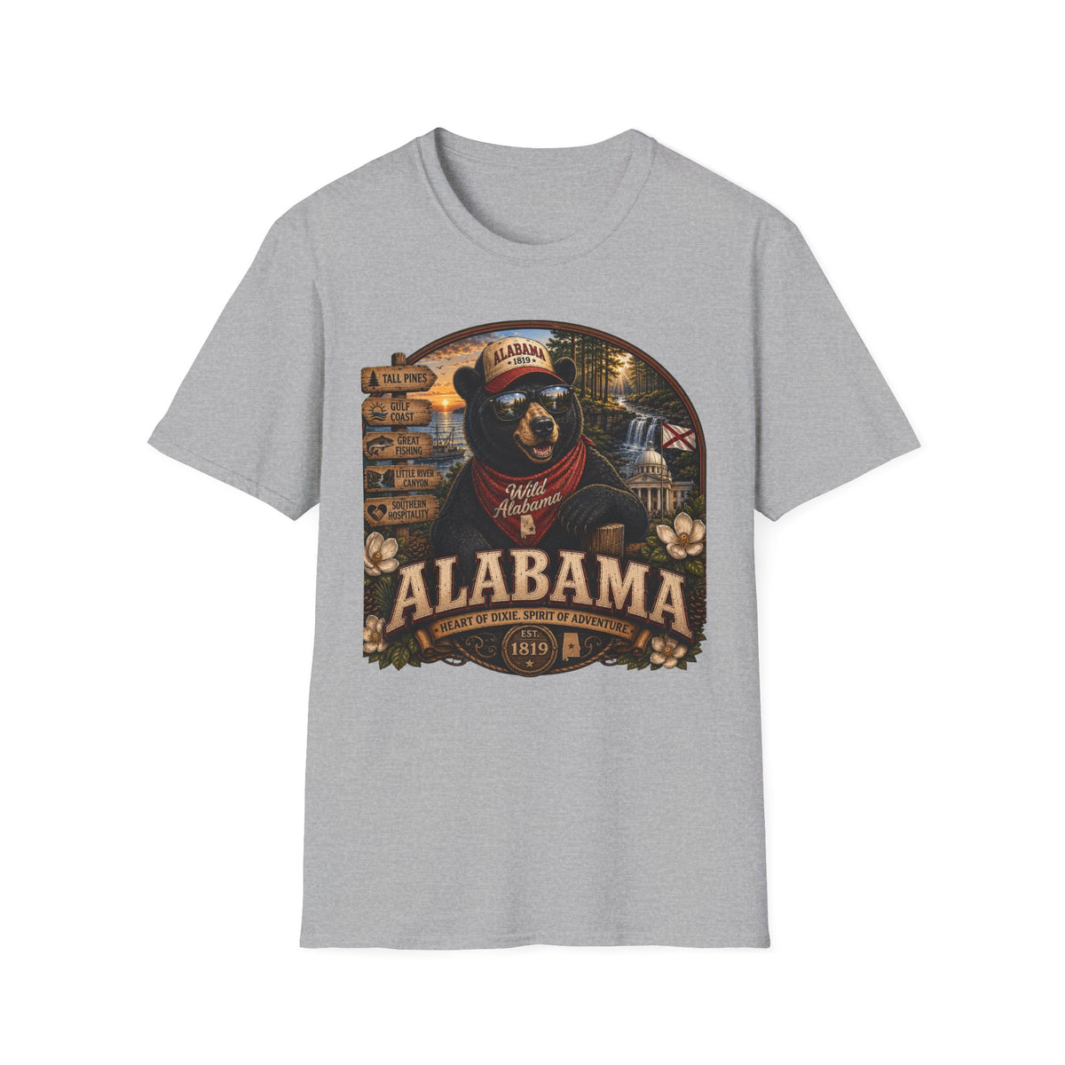 Alabama Bear Graphic T-Shirt — Vintage State Pride Tee
