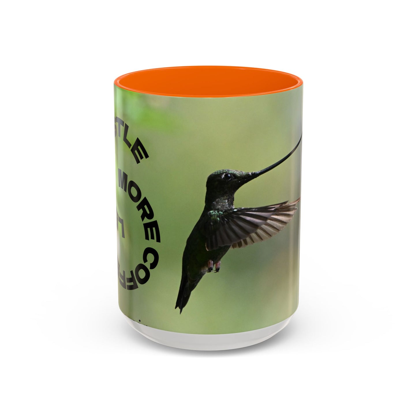 Hummingbird Accent Coffee Mug – 11/15oz Ceramic Mug with Black Interior & Handle
