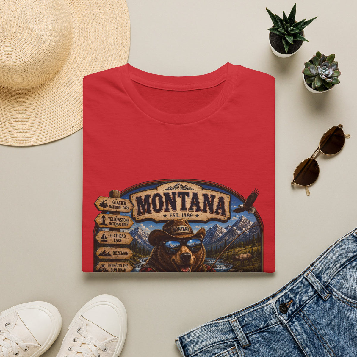 Montana Bear Graphic T-Shirt — Vintage Outdoor Scenic Tee
