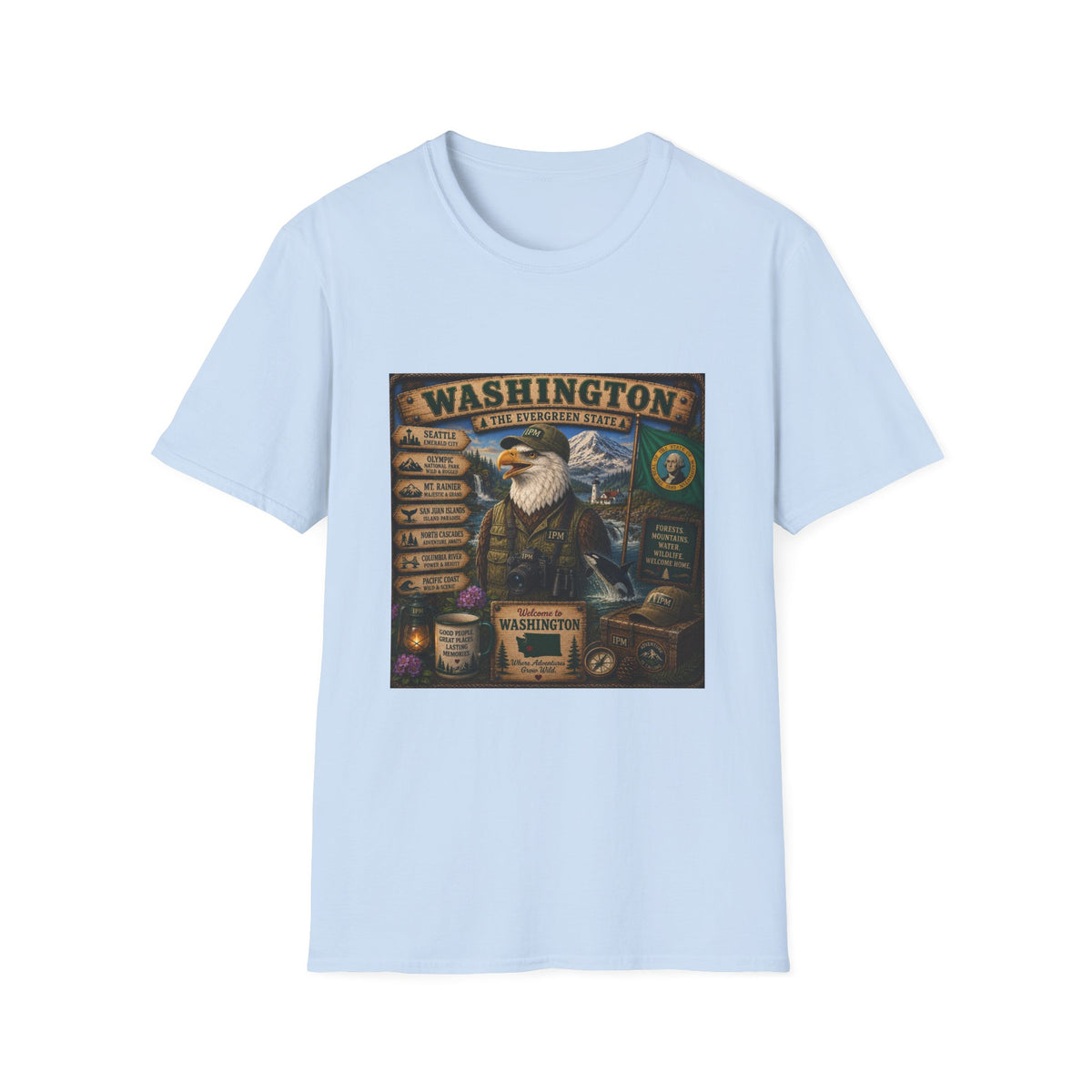 Washington State Eagle Vintage Graphic T-Shirt — The Evergreen State Souvenir