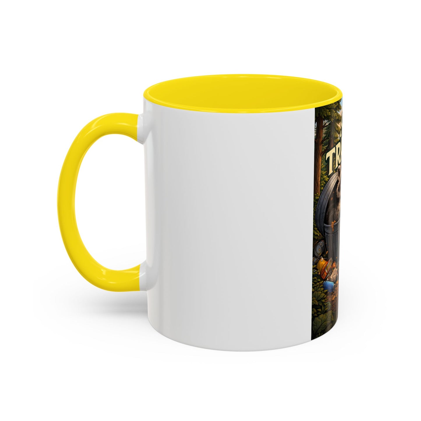 Stay Trashy Coffee Mug — Funny Raccoon Trash Can Design, Novelty Gift for Friends & Family
