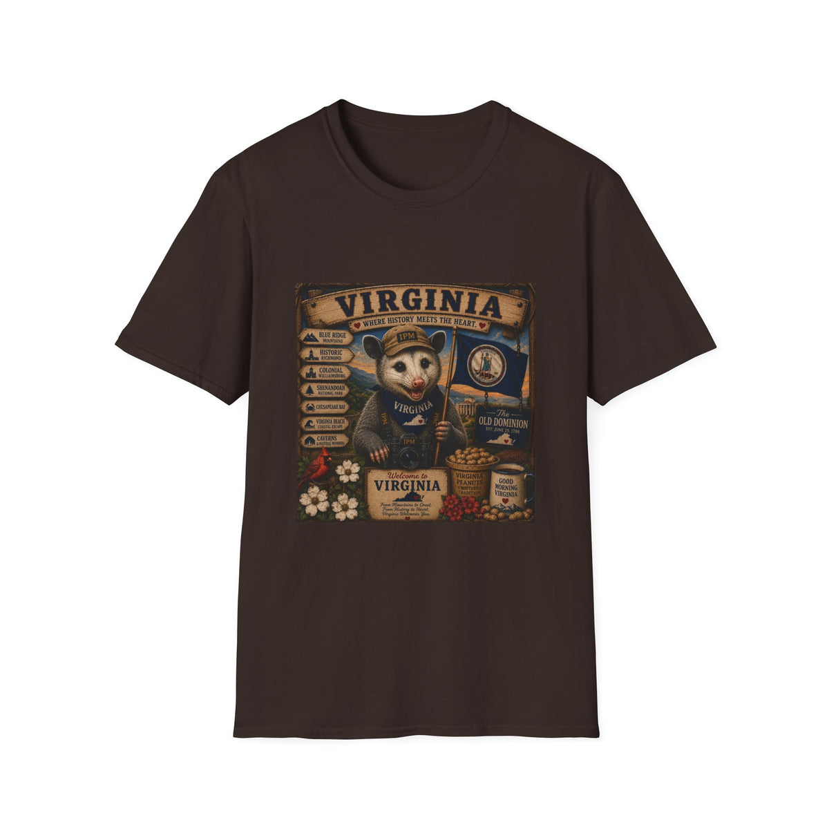 Virginia State Vintage Puppy T‑Shirt — Retro Travel Badge Design