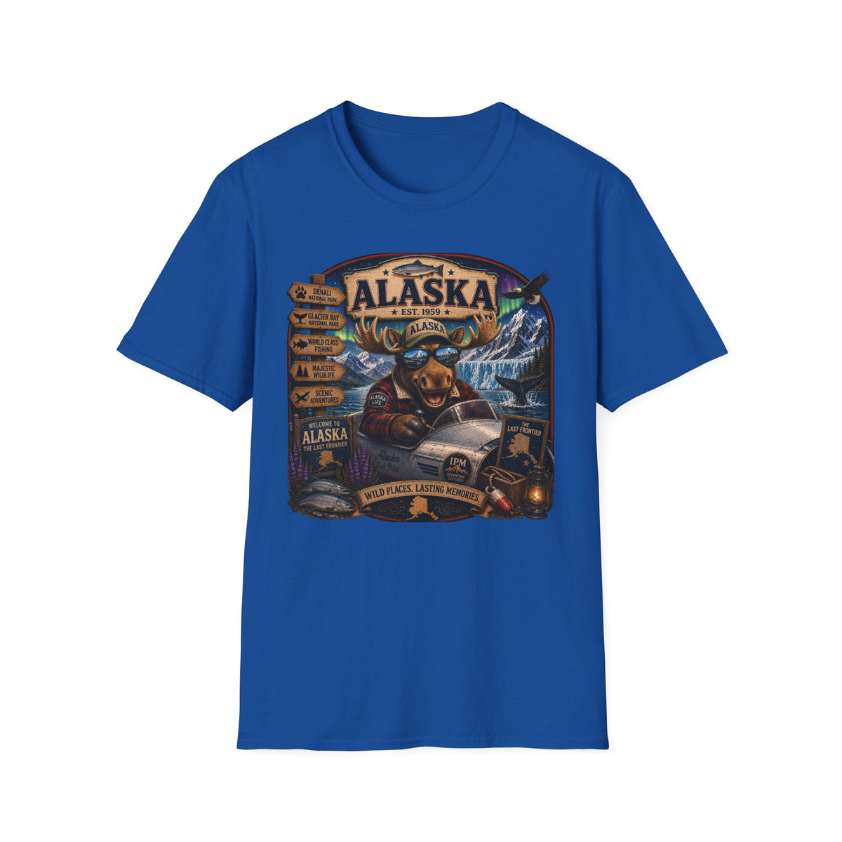 Alaska Moose Graphic T-Shirt — Vintage Wilderness Travel Souvenir