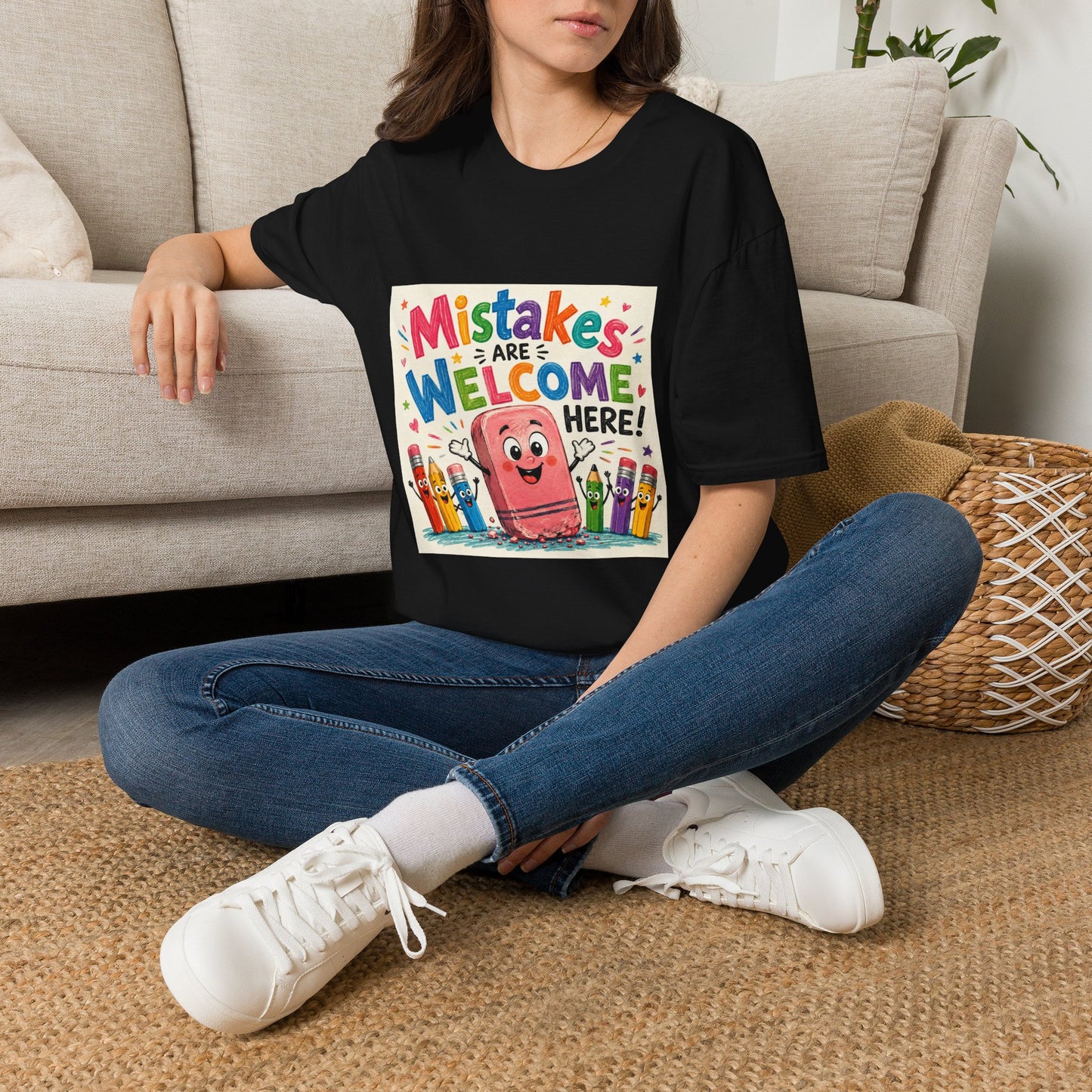 Kids' T-Shirt — "Mistakes Are Welcome Here" Positive Classroom Tee