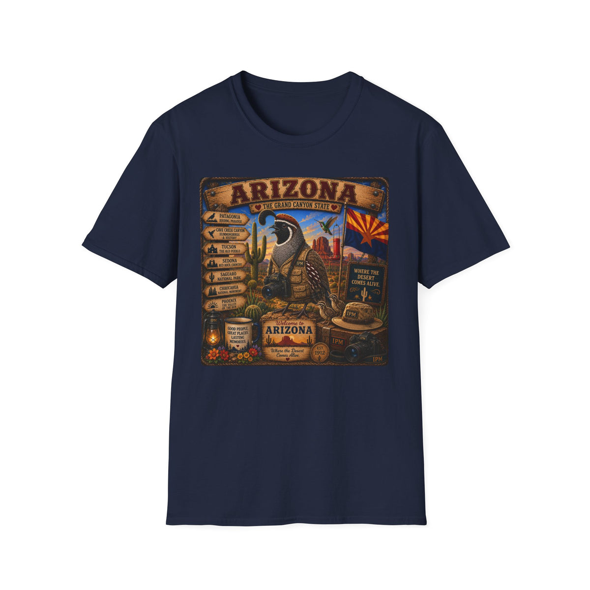 Arizona Vintage State Poster T‑Shirt — Grand Canyon Travel Tee