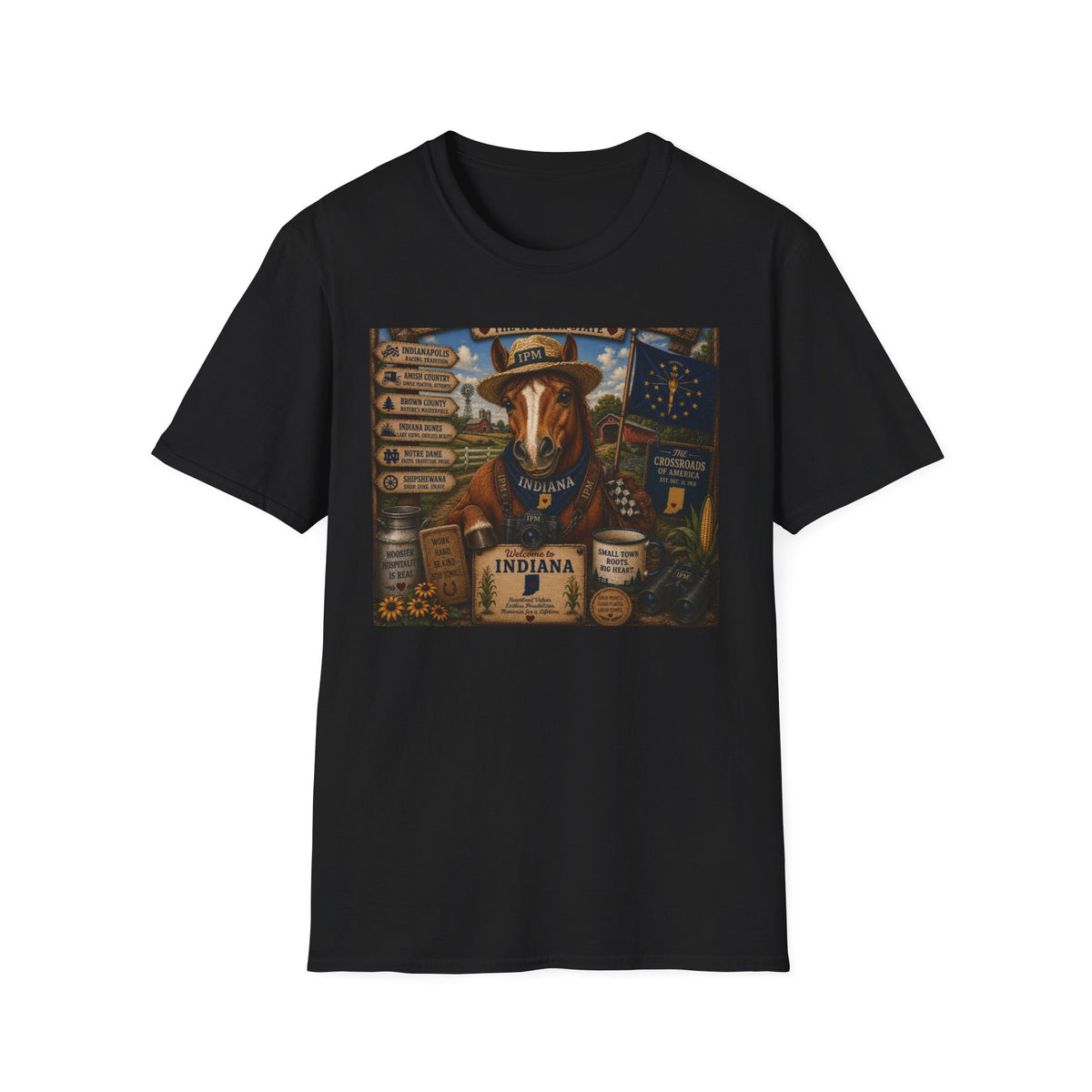 Indiana Scout Dog T-Shirt — Vintage State Travel Poster Design