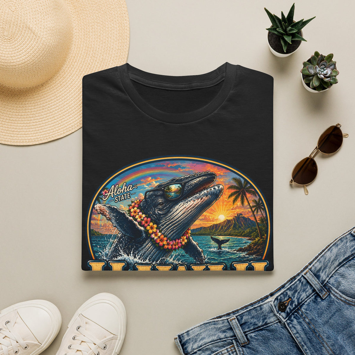 Hawaii Whale Sunset T-Shirt — Aloha Tropical Island Graphic Tee