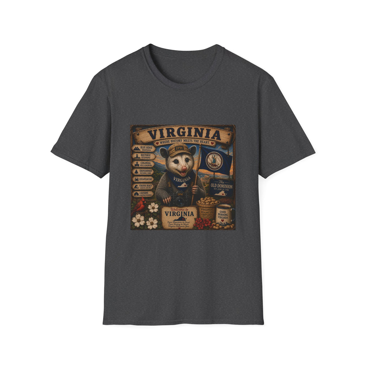 Virginia State Vintage Puppy T‑Shirt — Retro Travel Badge Design
