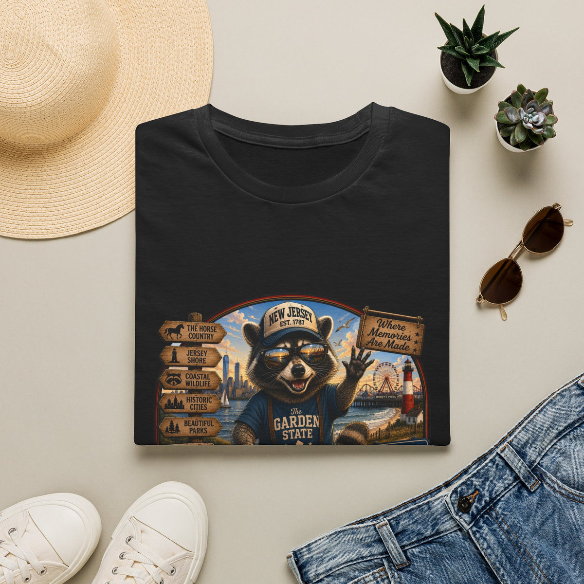 New Jersey Raccoon "Garden State" T-Shirt — Retro State Pride Tee