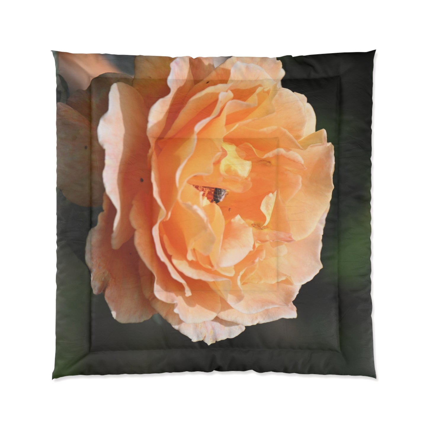 Floral Comforter - Large Peach Rose Print Bedding for Cozy Bedrooms