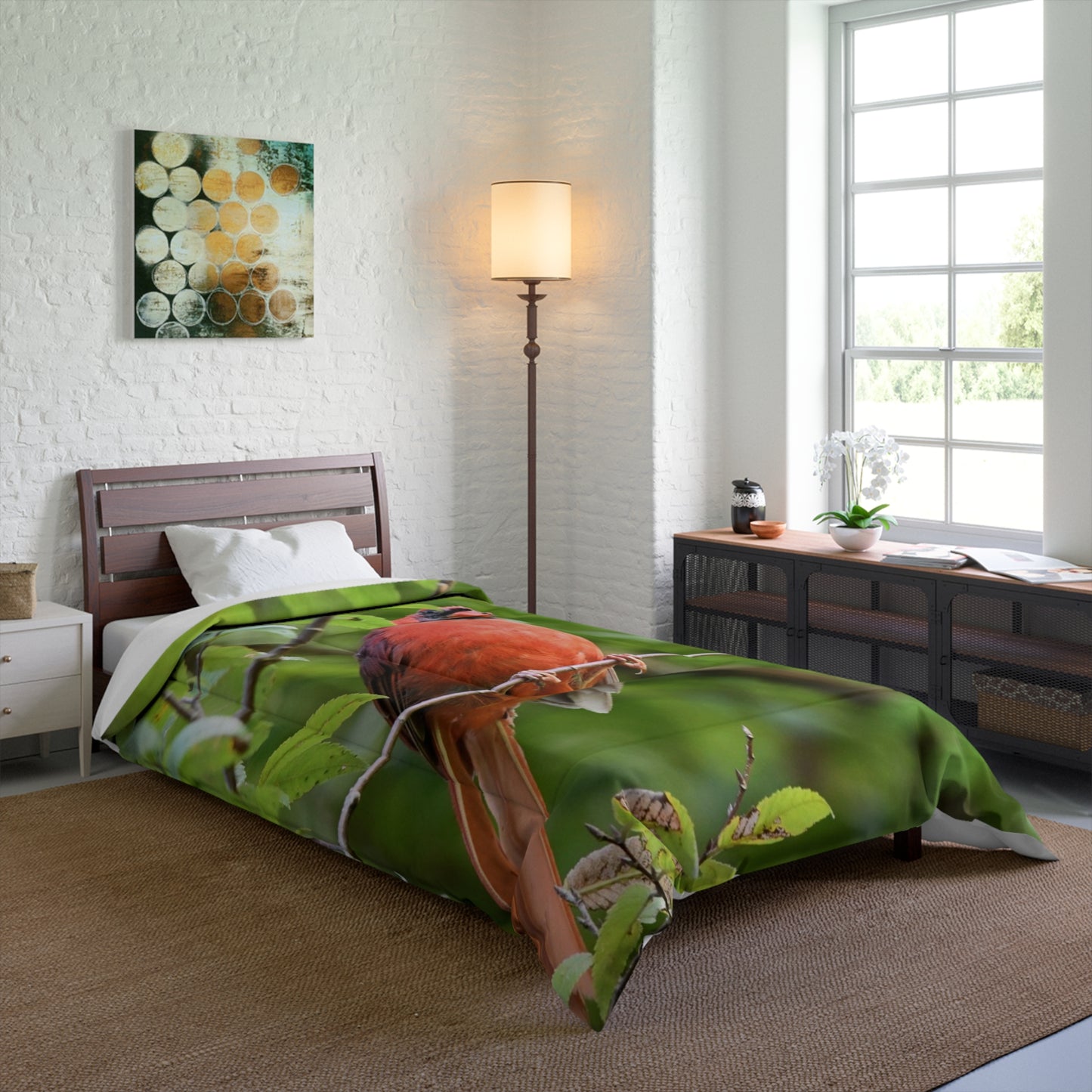 Cardinal Bird Comforter – Red Northern Cardinal Nature Print Bedding