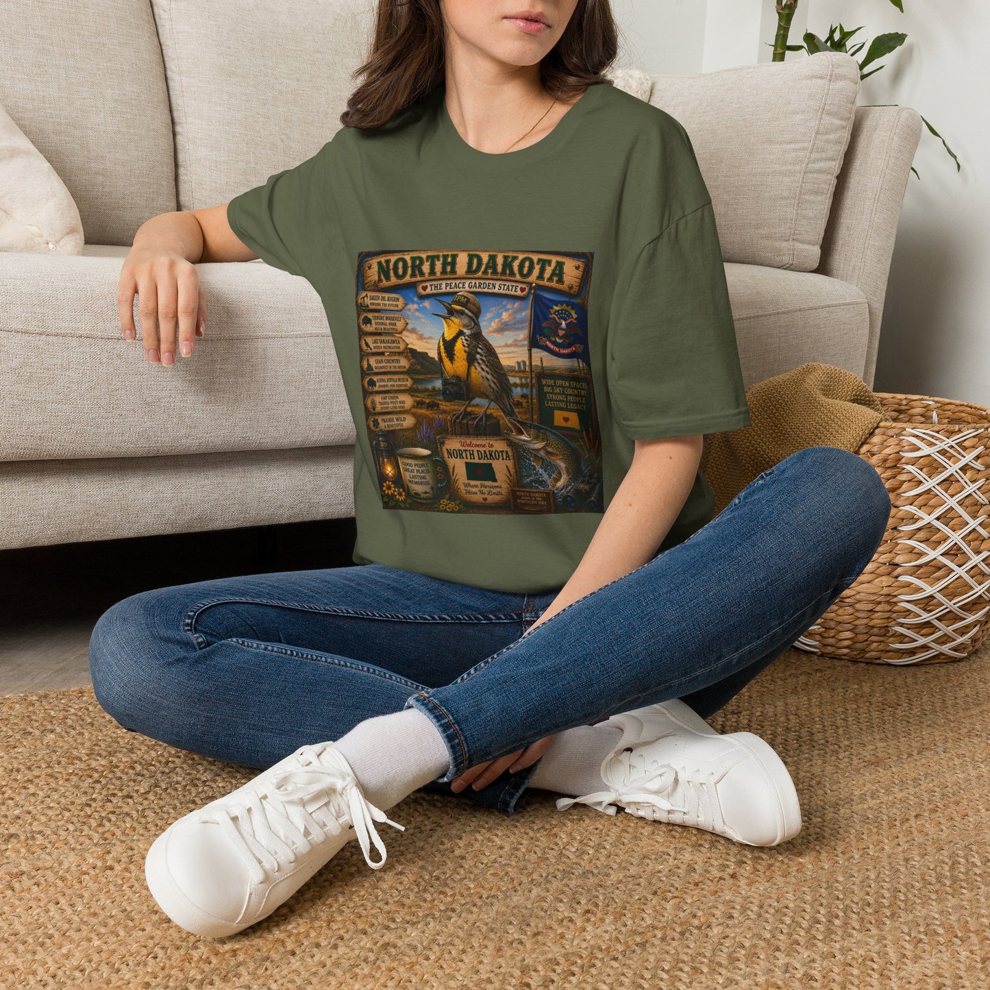 North Dakota State Pride T‑Shirt — "North Dakota: The Peace Garden State" Vintage Travel Design