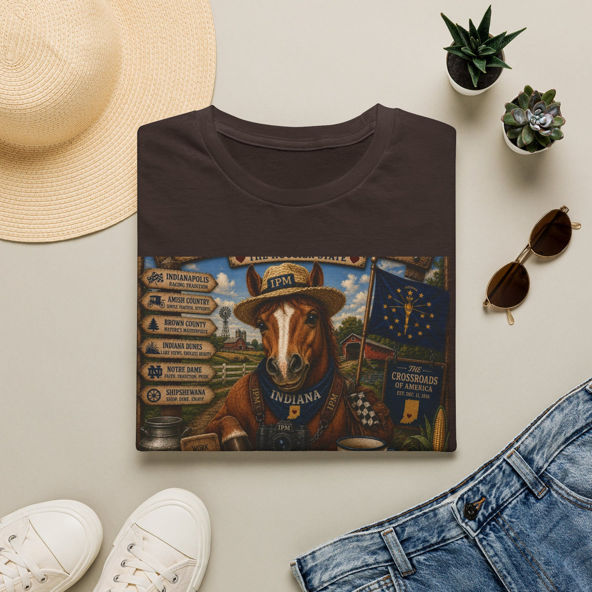 Indiana Scout Dog T-Shirt — Vintage State Travel Poster Design