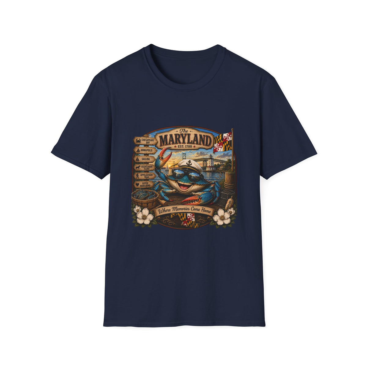 Maryland Vintage Crab T-Shirt – Chesapeake Bay Coastal Travel Tee