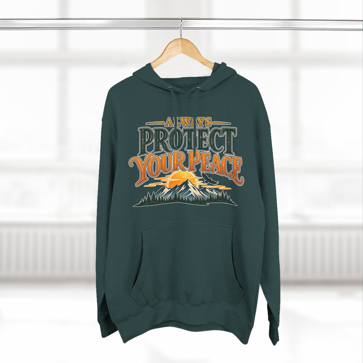 Hoodie - "Always Protect Your Peace" Mountain Graphic Fleece Hoodie