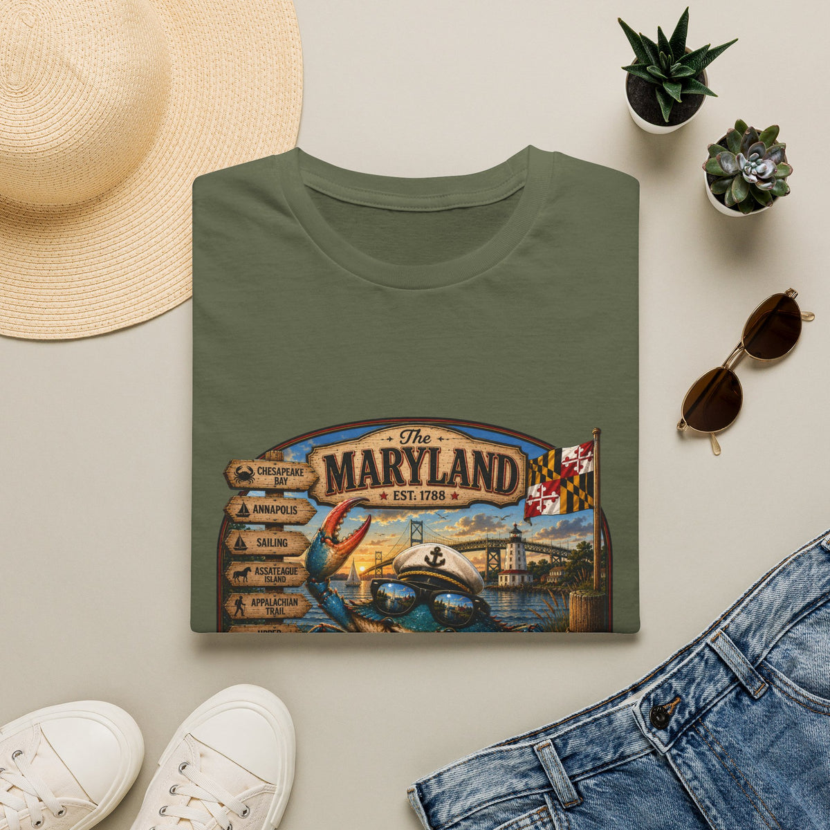 Maryland Vintage Crab T-Shirt – Chesapeake Bay Coastal Travel Tee