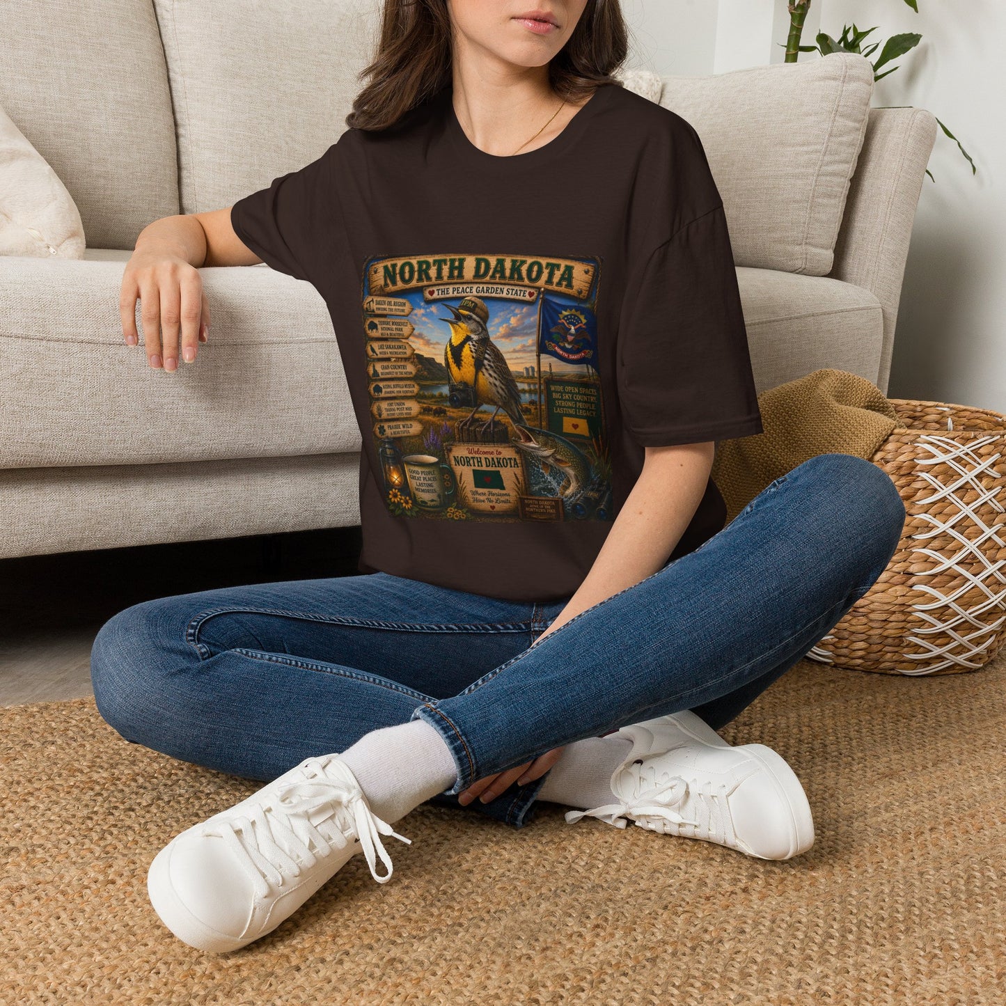 North Dakota State Pride T‑Shirt — "North Dakota: The Peace Garden State" Vintage Travel Design