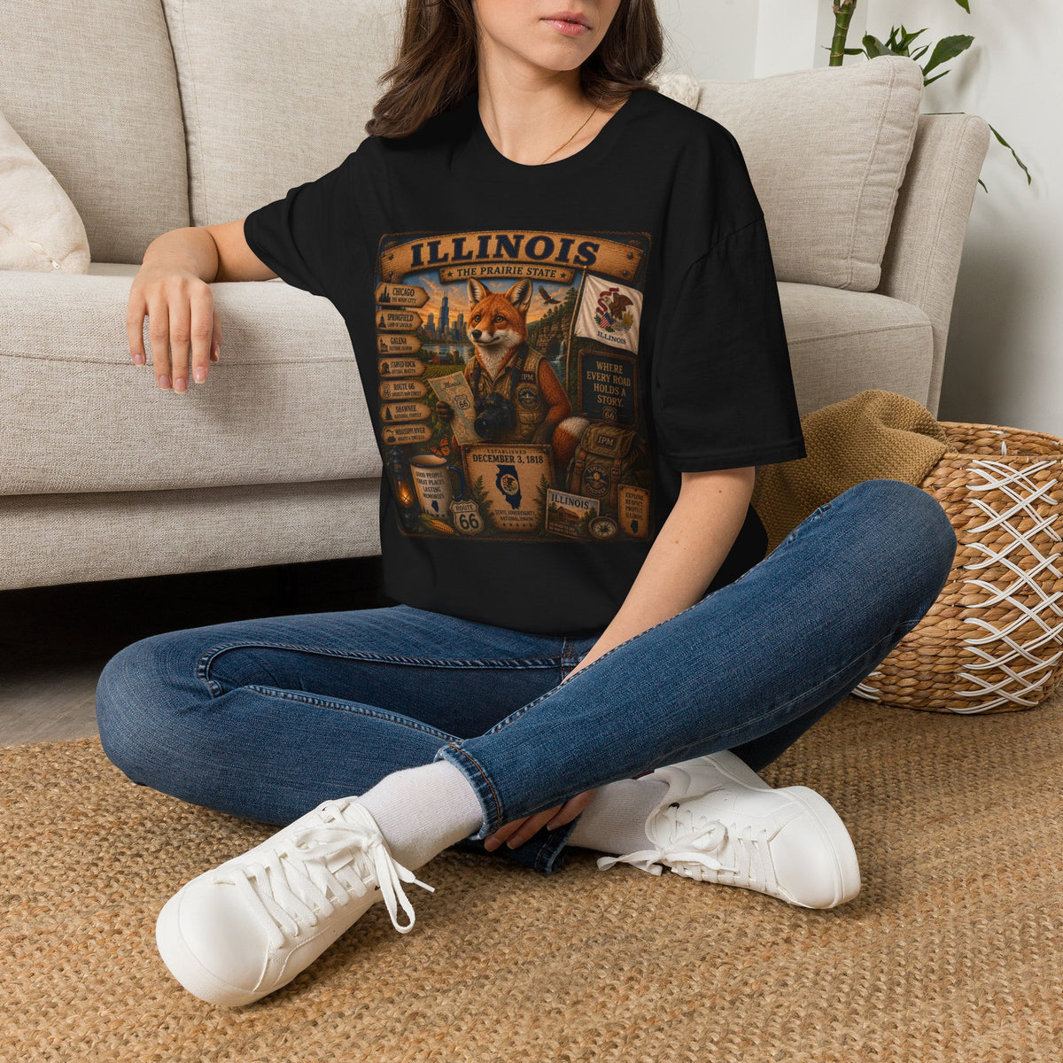 Illinois Vintage Fox Tee — The Prairie State Travel Souvenir T-Shirt