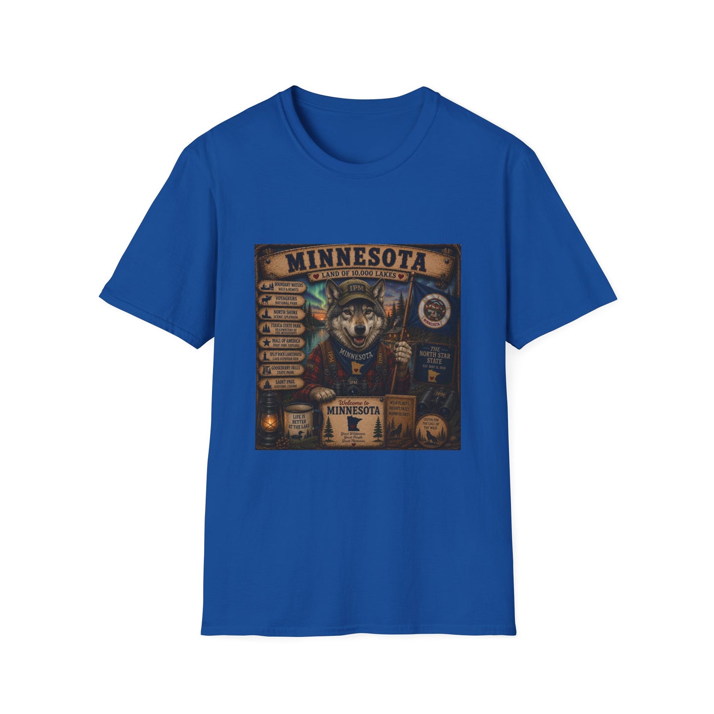 Minnesota Wolf Vintage Graphic T-Shirt – Land of 10,000 Lakes Travel Tee